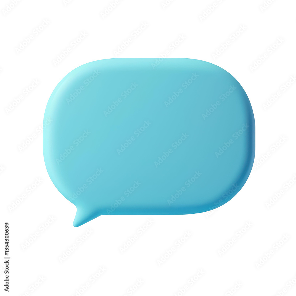 Aufkleber light blue 3d speech bubble icon with a glossy finish. designed for chat, messaging, and communicati