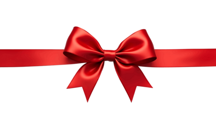 red gift ribbon bow isolated in transparent background