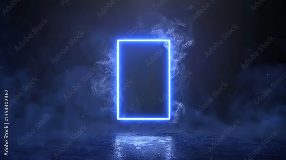 Aufkleber futuristic neon frame with glowing edges and misty background for creative visual concepts and desig