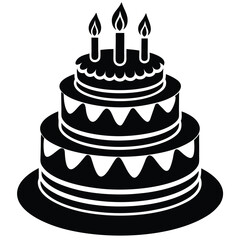 Birthday cake vector silhouette, birthday cake icon