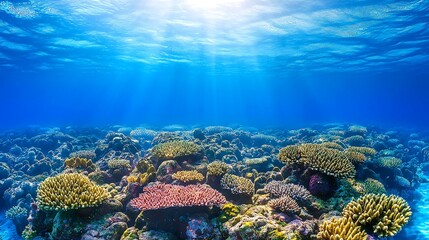 Obraz premium Beautiful underwater coral reef with vibrant marine life