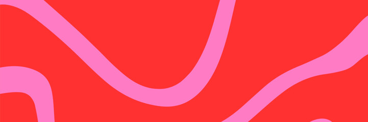 Horizontal waves pattern with pink stripes on red background. Vector illustration.