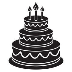 Silhouette of a Birthday Cake With Strawberries