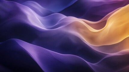 Fototapeta premium Colorful flowing waves of fabric in shades of purple and orange creating a dreamy abstract background for artistic designs and presentations, abstract art concept