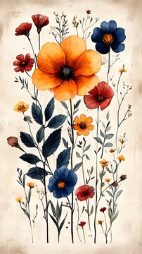 Vibrant Floral Bouquet Wallpaper Stunning Mobile Wallpaper with Watercolor Flowers