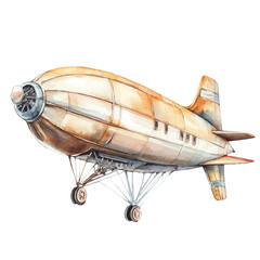 A Zeppelin Airship, watercolor illustration vector, high quality, isolated on a white background.