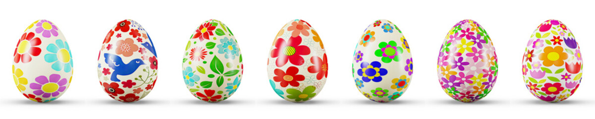 Easter Egg Set on a transparent white background. 3D rendering illustration