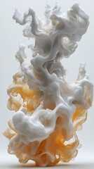 An abstract rendering of a white and gold cloud formation