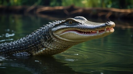 Fototapeta premium Croc emerging from water