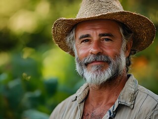Fototapeta premium a man wearing a straw hat