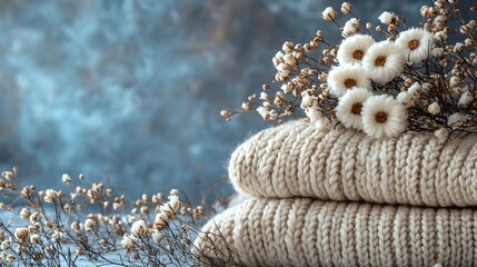a pile of white knitted blankets on top of each ot