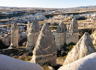 Scenic view of fairy chimneys at Göreme, Cappadocia, Turkey