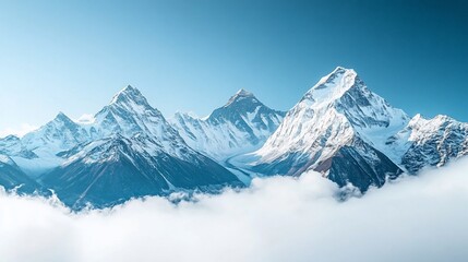 Obraz premium Majestic Himalayan peaks above clouds at sunrise