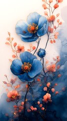 Stunning Blue Floral Wallpaper Elegant Mobile Wallpaper for Your Phone