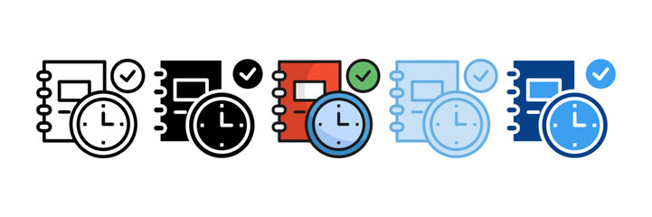 Punctuality Icon Set Multiple Style Collection