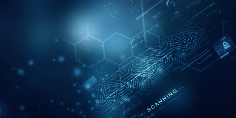 2d illustration Abstract futuristic electronic circuit technology background