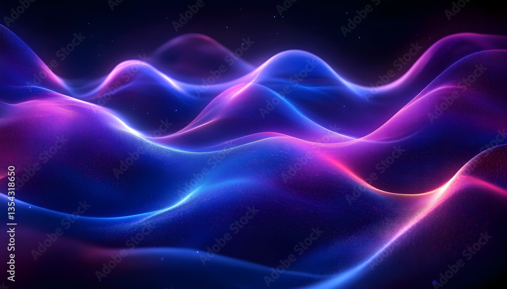 Poster digital waveforms in blue and purple, abstract background. abstract digital background with flowing 