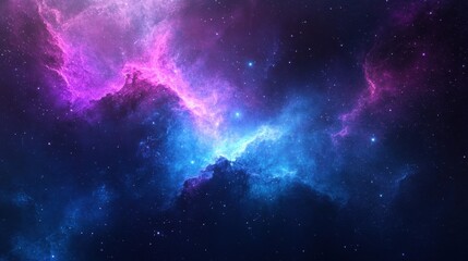 Fototapeta premium Nebula Dreamscape: A cosmic tapestry of swirling nebulae in vibrant hues of purples and blues. This photo evokes a sense of wonder and endless exploration.