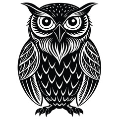 Simple Owl on Branch Vector Illustration for Logos and Emblems