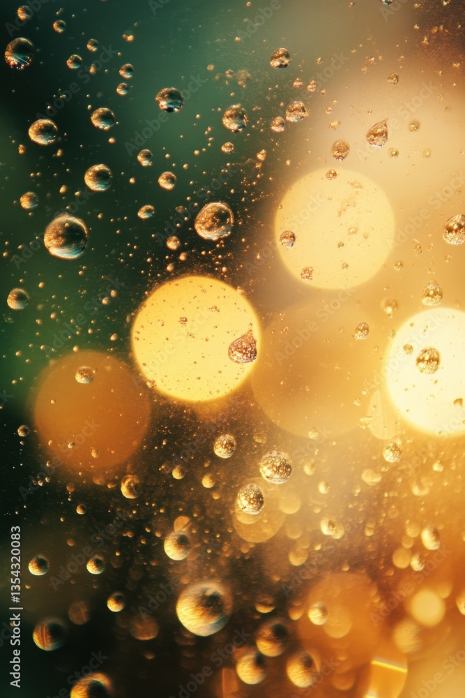 Poster illuminating water droplets: a captivating close-up showcases delicate water droplets dancing on a s