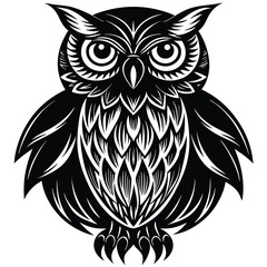 Obraz premium Simple Owl on Branch Vector Illustration for Logos and Emblems