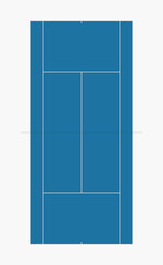 Dibujo plano de pista de tenis de resina sint&eacute;tica. Planta