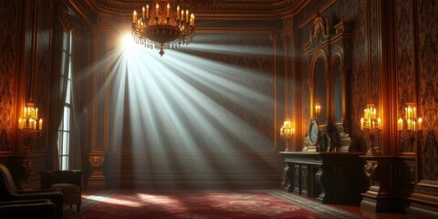 Obraz premium Sunbeams Illuminate Luxurious Antique Room Interior Design