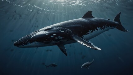 Fototapeta premium Whale swimming underwater (3)