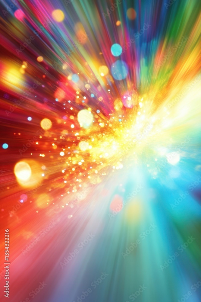 Poster explosion of colors: an abstract and dynamic visual representation of a burst of vibrant colors radi