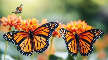 Fototapeta premium Monarch Butterflies on Orange Flowers