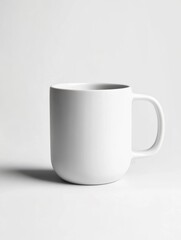 Fototapeta premium Photorealistic mockup featuring a minimalist, plain white ceramic mug, perfect for showcasing designs and logos