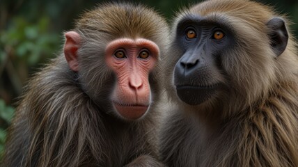 Two primates close-up