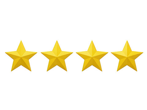 4 stars yellow score ranking review sing isolated on transparent background