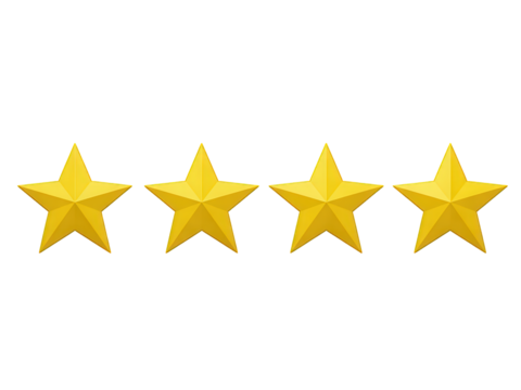 4 stars yellow score ranking review sing isolated on transparent background - Powered by Adobe
