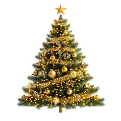 Elegant Gold Christmas Tree Festive Decor Lights Ornaments Gifts,