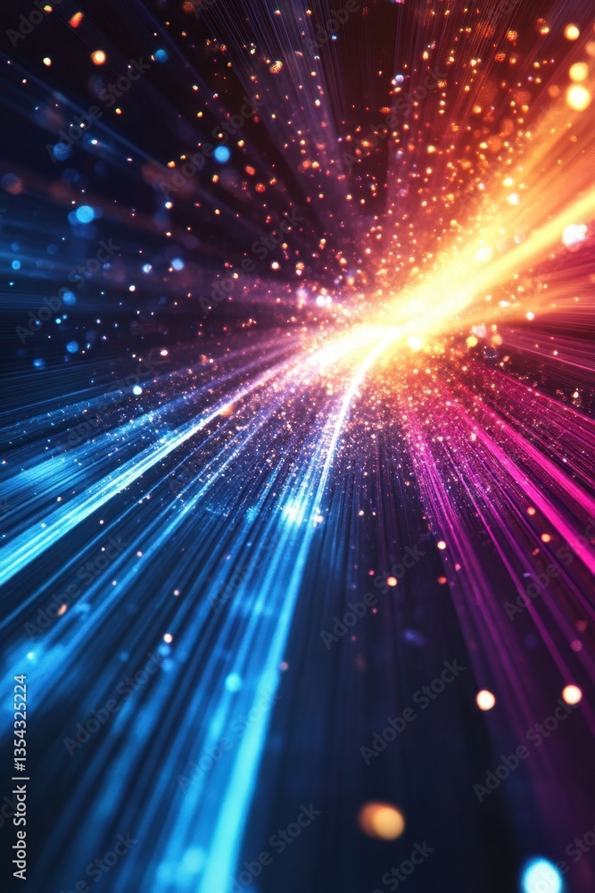 Poster cosmic energy burst: an abstract and captivating image showcasing a dynamic burst of energy through 