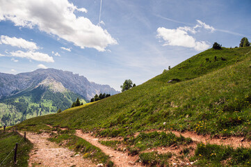 nature sceneries along the trail starting from the Costalunga Pass, Sen Jan di Fassa, Dolomites, Italy © fruttuoso