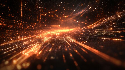 Abstract City Lights: An expansive view of a cityscape at night, with dynamic lines of light and movement that simulate data streams and the pulse of urban life. A visual expression of connectivity.