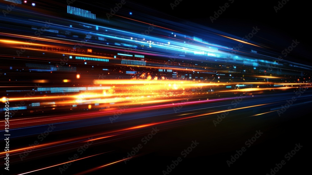 Aufkleber digital data stream: a vibrant and dynamic digital data stream surges with energy and speed, showcas