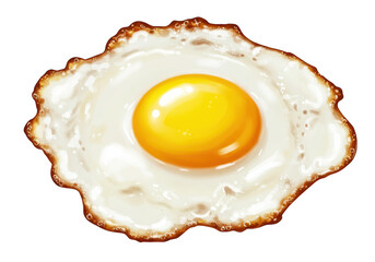 A single sunny side up fried egg with a bright yellow yolk isolated on transparent background