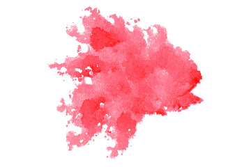 Abstract red watercolor painting on transparent background. This is a watercolor splash painting, hand drawn.
