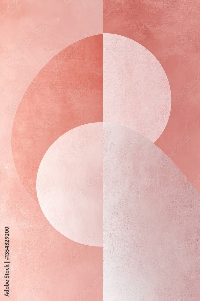 Poster abstract geometry: geometric shapes in various shades of coral blend seamlessly, creating a modern d
