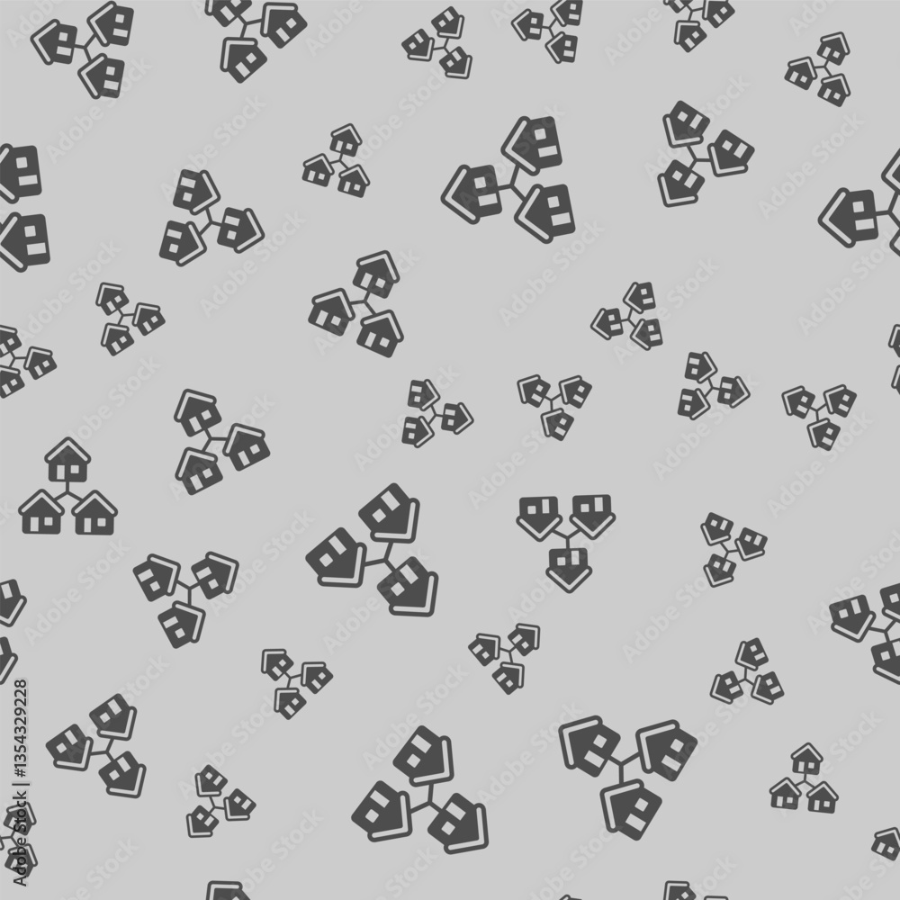 Poster network with home house solid seamless pattern, remote work theme. vector graphics. display and cott