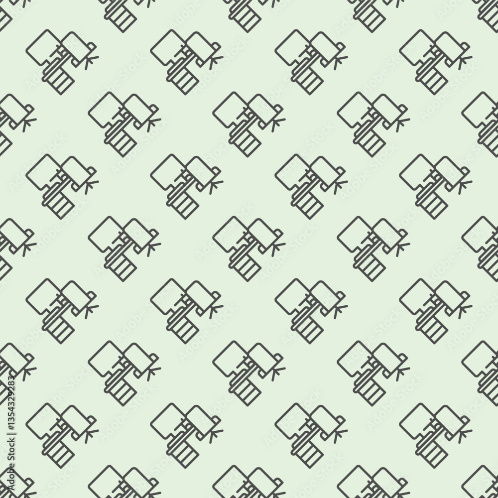 Poster desk with chair and desktop line seamless pattern, remote work theme. vector graphics. personal work