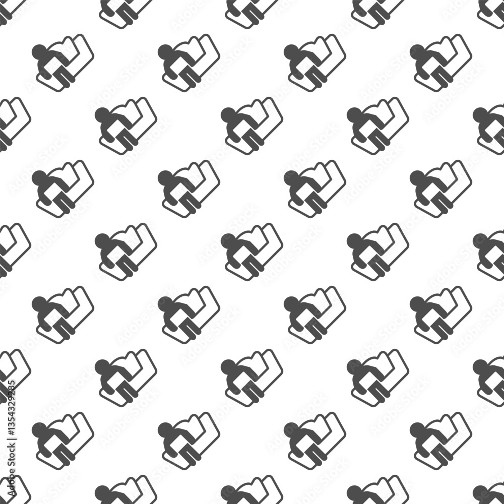 Poster man with laptop on sofa solid seamless pattern, remote work theme. vector graphics. person sitting o