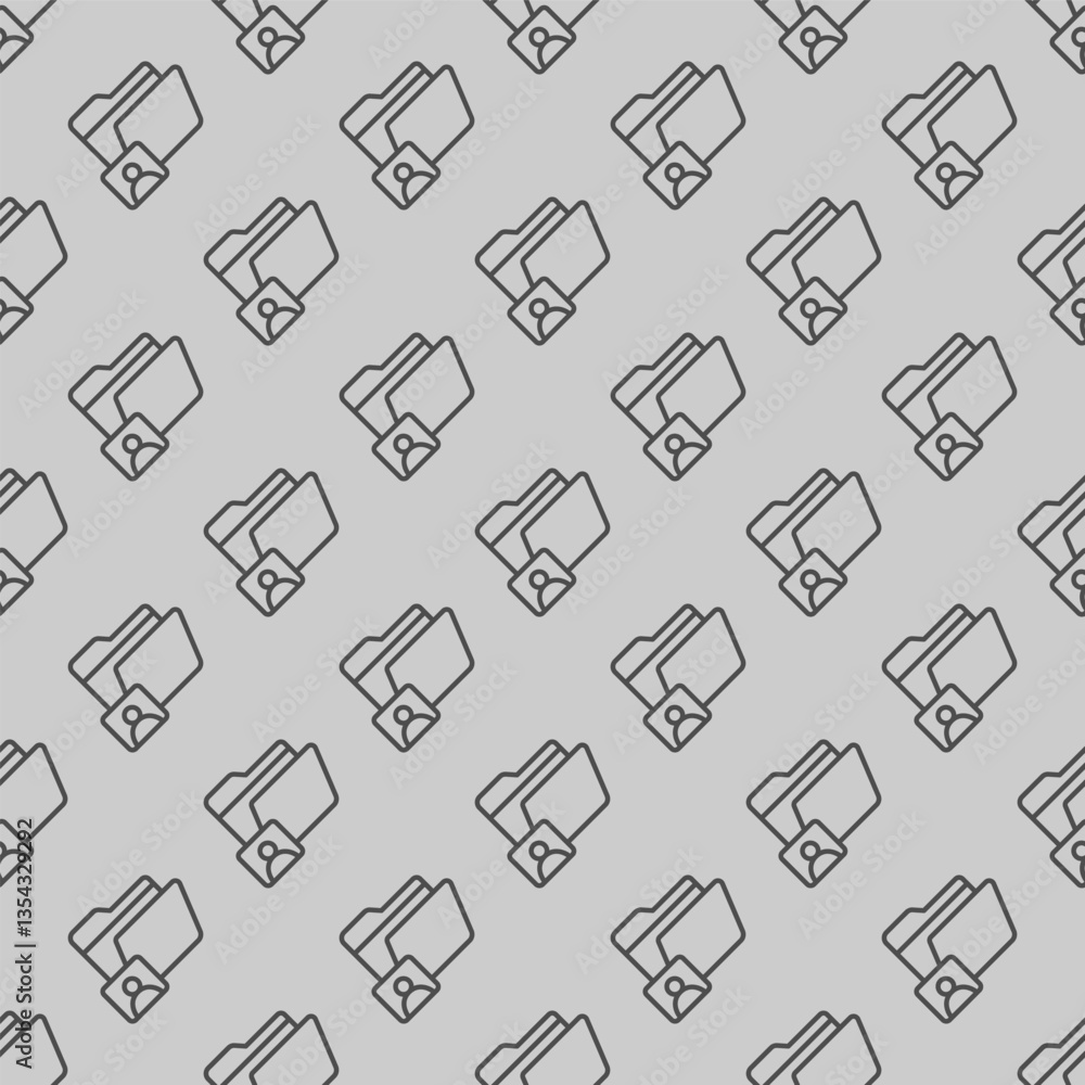 Poster user folder line seamless pattern, remote work theme. vector graphics. employee person profile case,