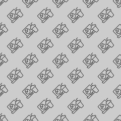 Obraz premium Laptop with diagram and coffee cup line seamless pattern, remote work theme. Vector graphics. Market job, marketing sign with background, repeat line icon.