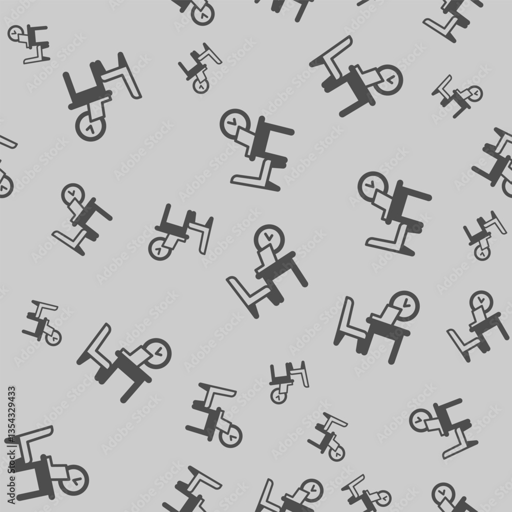 Aufkleber table with chair and laptop solid seamless pattern, remote work theme. vector graphics. personal wor
