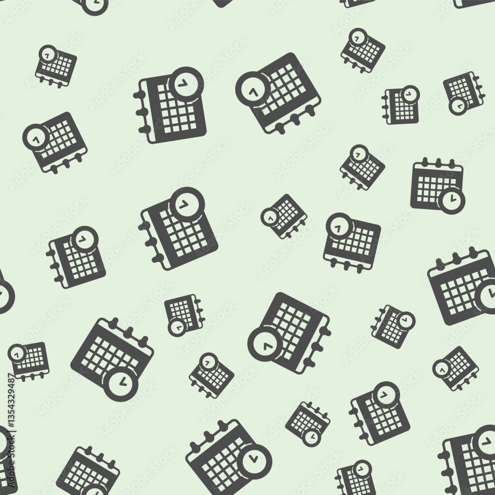 Poster calendar and clock solid seamless pattern, remote work theme. vector graphics. appointment, task sch