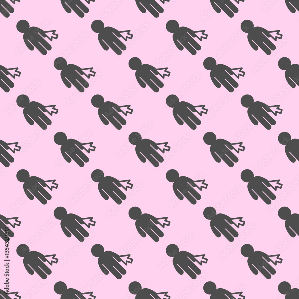 Poster human and mouse cursor solid seamless pattern, remote work theme. vector graphics. man, person with 